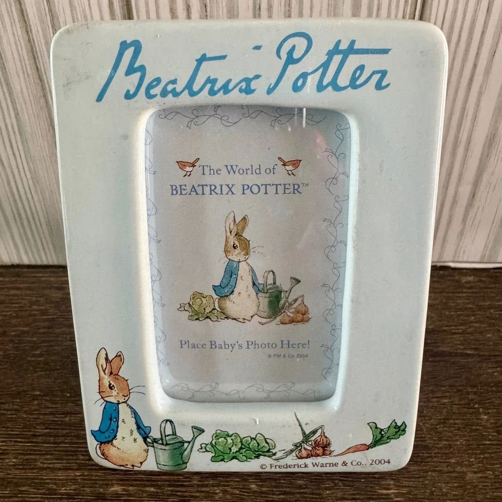 Beatrix Potter Peter Rabbit Ceramic Mini Picture Frame Blue Nursery 2004 Vintage